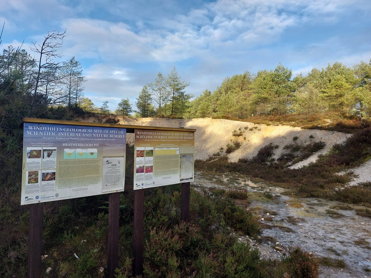 Interpretation boards at the quarry explaining the Windyhills gravels